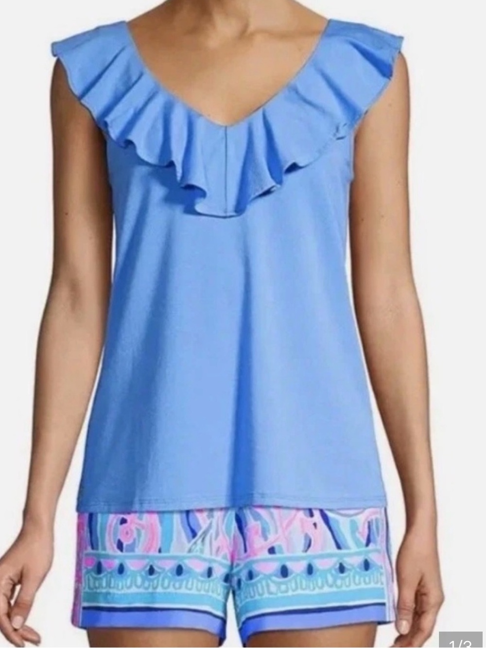 Lilly Pulitzer Light Blue Ruffle V-Neck Camisole